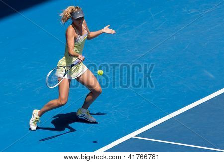 MELBOURNE - 14. ledna: Maria Sharapova Ruska v jejím prvním kole vyhrát nad Olga Puchkova nebo Russi