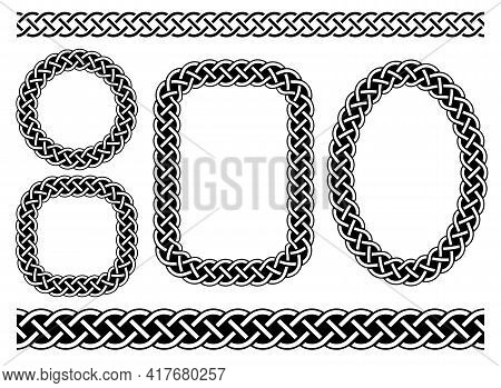 Celtic Frames And Borders.traditional Medieval Celtic Ornament For Arious Shapes, Circle, Square And