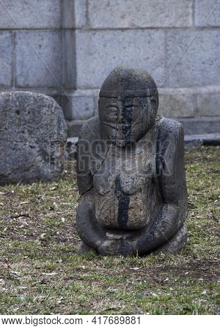 Ancient Grey Anthropomorphic Stone Statue Of A Scythian Idol (scythian Balbal)