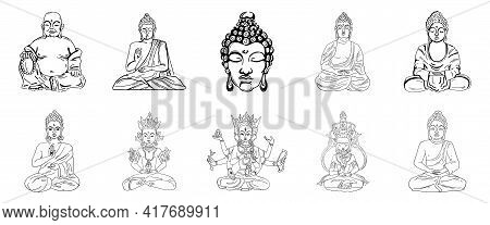 Vector Illustration Of Buddha, Meditation And Yoga