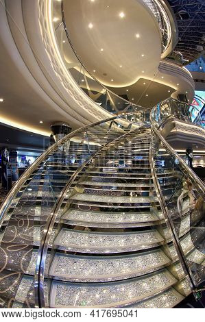 Msc Grandiosa, Maltese Pavilion - March 23, 2021: Inside Cruise Ship Msc Grandiosa, With Famous Bran