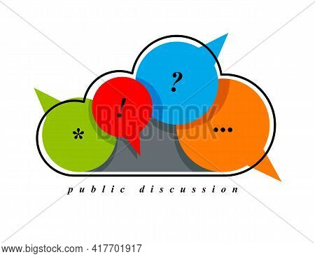 Public Discussion And Brainstorming Vector Concept Shown With Cloud Combined With Different Speech B
