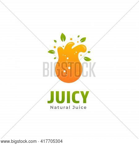 Natural Lime Fruit Fresh Juice Logo With Splash Liquid Orange Icon Illustration For Juice Bar Or Pre