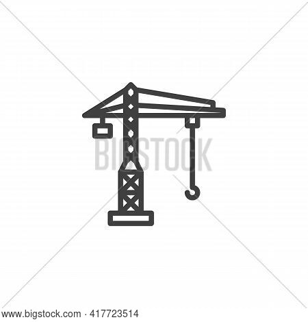 Tower Crane Line Icon Vector & Photo (Free Trial) | Bigstock