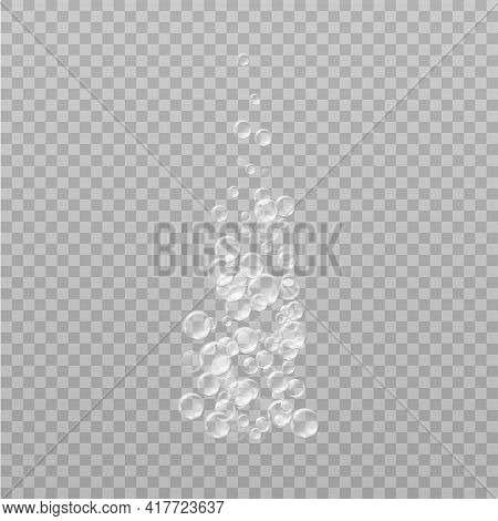 Realistic Fizzy Transparent Soap Foam. Bubbles Of Soapy Water. On A Transparent Background.