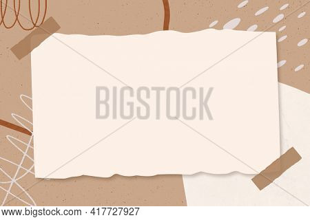 Paper note frame with brown Memphis pattern background