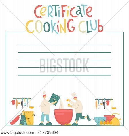 Certificate Cooking Club, Cook Chef With Hat, Uniform Cooking In Professional Kitchen Restaurant. Ve
