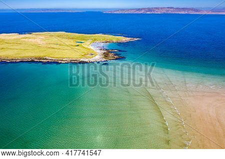 Aerial View Of Dunmore Head By Portnoo In County Donegal, Ireland.