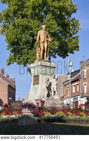 Montdidier, France - September 12 2020: Bronze Statue Representing The Agronomist And Nutritionist A