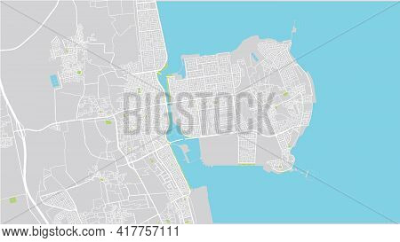 Urban Vector City Map Of Al Qatif, Saudi Arabia, Middle East