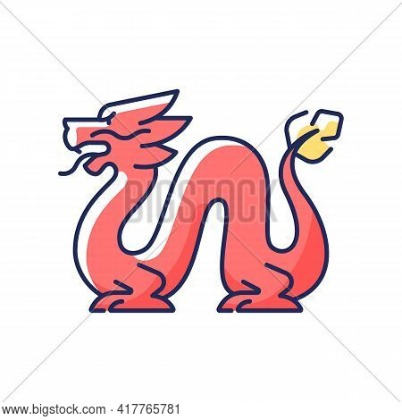 Loong Dragon Rgb Color Icon. Ancient Chinese Traditions. Mythological Creature. Lunar New Year Celeb