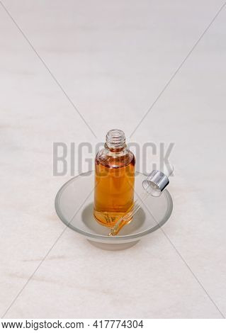Natural Serum. Concept Of Cosmetic Injection Is Hyaluronic Acid, Botulin, Serum.