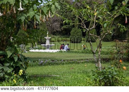 Nuwara Eliya, Sri Lanka - August 6, 2018: People Relaxing In The Public Victoria Park