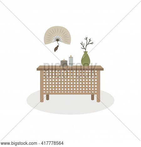 Vector Illustration Of A Japandi Design Interior