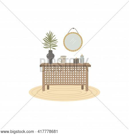 Vector Illustration Of A Japandi Design Interior