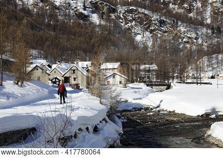 Devero Park ( Verbano-cusio-ossola ), Italy - January 15, 2017: Alpe Devero Park Landscape, Ossola V