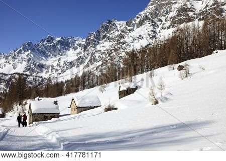 Devero Park ( Verbano-cusio-ossola ), Italy - January 15, 2017: Alpe Devero Park Landscape, Ossola V