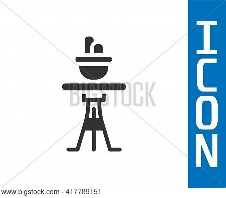 Grey Plant In Pot On Table Icon Isolated On White Background. Plant Growing In A Pot. Potted Plant S