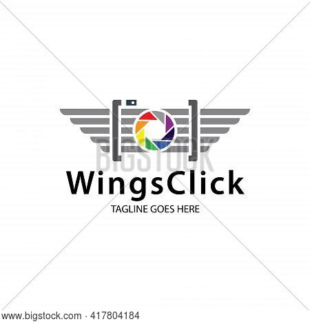 Wings Click Logo Design Template. Vector Illustration