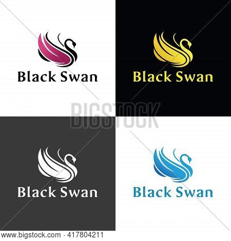 Black Swan Logo Design Template. Vector Illustration