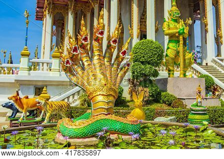 Colorful Wat Don Mueang Phra Arramluang Buddhist Temple Bangkok Thailand.