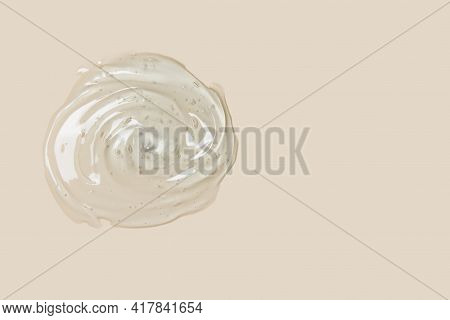 Thick Transparent Gel, Cosmetic: Soap Texture, Antiseptic, Hyaluron Isolated On Beige Top View