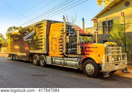 Alice Springs, Northern Territory, Australia - August 14, 2019: Western Star Truck Of Shell Questaco