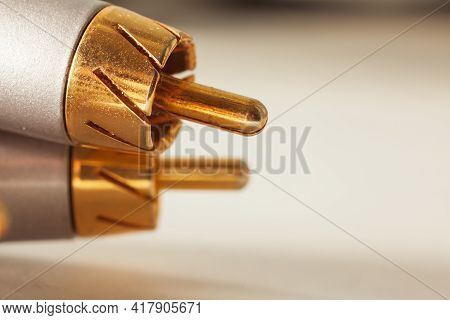Beautiful Gold Interconnect Rca Wires Close Up