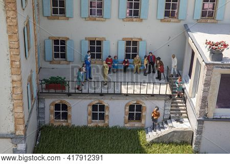 Melide / Switzerland - June 21, 2020: A View Of Swissminiatur, Open-air Miniature Park Placed In Mel