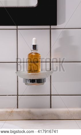 Natural Serum. Concept Of Cosmetic Injection Is Hyaluronic Acid, Botulin, Serum On The Background Of