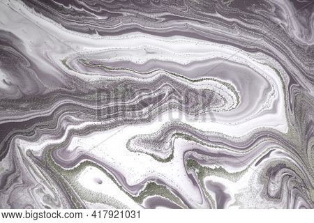 Beige And White Marble Texture. Liqued Ink Background.