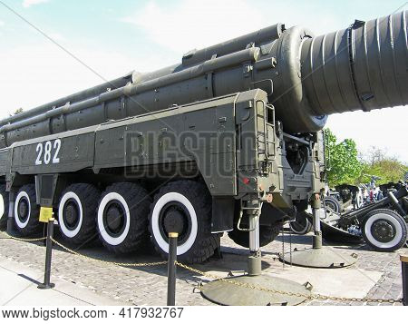 Kiev. Ukraine. May 9, 2015 Soviet Mobile Ground Missile System With A Solid-propellant Two-stage Med