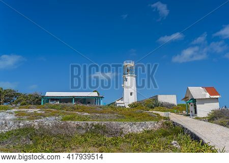 Walking Way At The Lighthouse In The South At The Beautiful Caribbean Coast In Isla Mujeres - Mexico