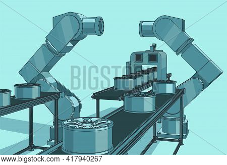 Robotic Industrial Line Illustration