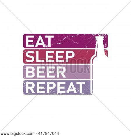 Beer Sleep Beach Repeat Icon Sign Vector T-shirt