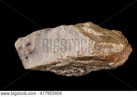 Macro Of A Stone Moonstone Mineral On A Black Background