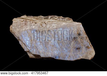 Macro Of A Stone Moonstone Mineral On A Black Background