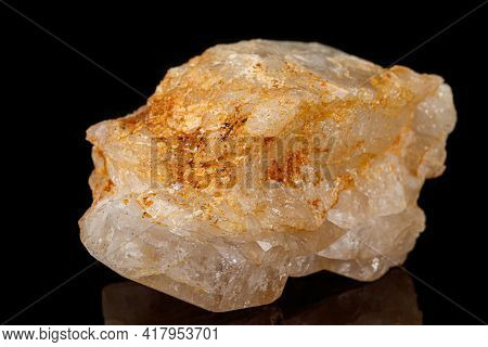Macro Tourmaline Mineral Stone On Black
