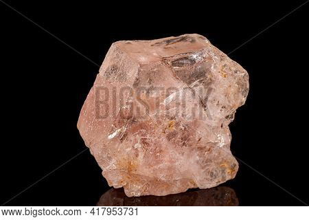 Macro Tourmaline Mineral Stone On Black