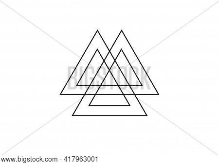 Interwoven Triangles, Valknut, Sacred Geometry. Flat Icon. Logo, Tattoo, Occult Amulet. Esoteric Sym