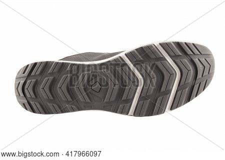 Black Summer Walking Lightweight Shoe Outsole Isolated On White Background
