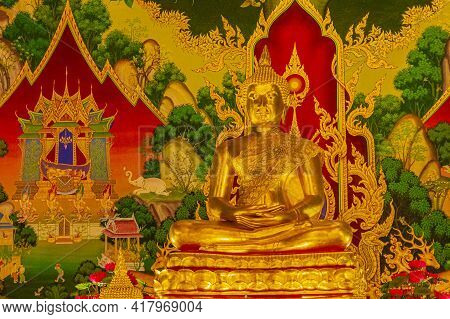 Wat Don Mueang Phra Arramluang Buddha Statue Figure Thailand.