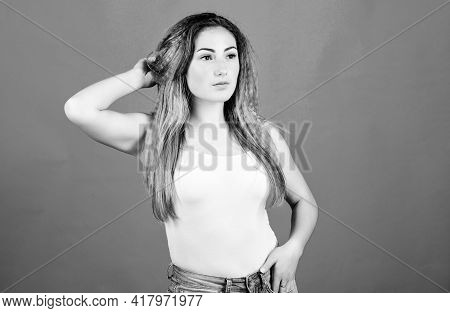 Hair Crimping Method Styling Hair Becomes Wavy. Styling Cosmetic Product. Hairdresser Salon. Damaged