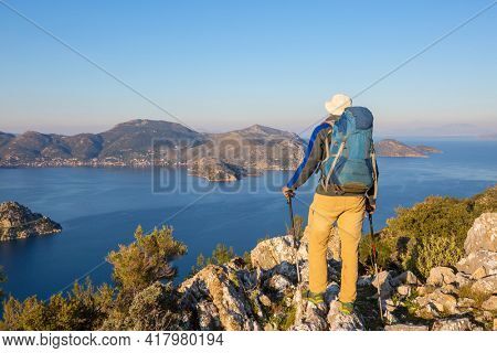 Beautiful landscapes on the Carian trail. Aegean Sea, Turkey.