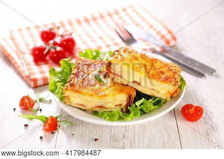 croque monsieur- toasted bread with cheese and ham