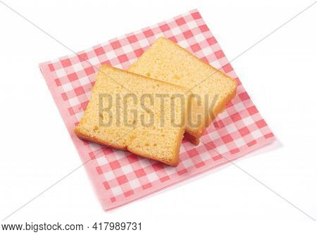 Traditional Homemade Sliced Buttercake, Isolated On A White Background