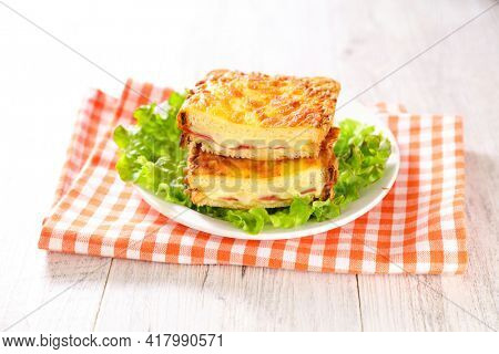 croque monsieur- toasted bread with cheese and ham