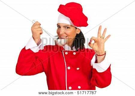 Chef Woman Taste Soup