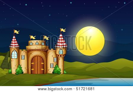 Illustration of a castle near the river