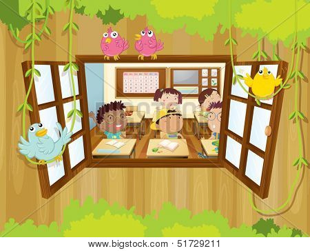 Illustration of the children at the school